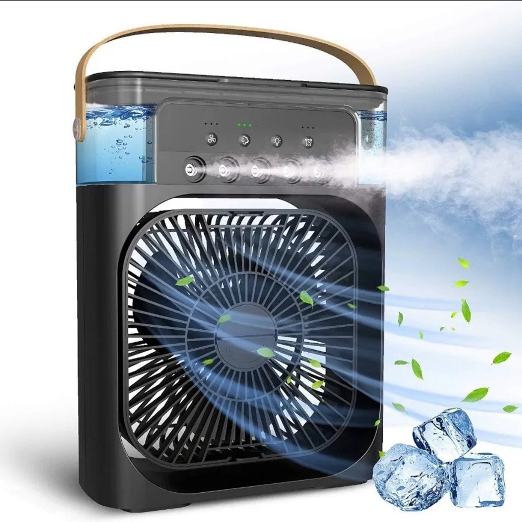 Ventilador Umidificador 3 em 1 Portátil com LED Mini Ar Condicionado USB Tipo-C para Escritório e Q