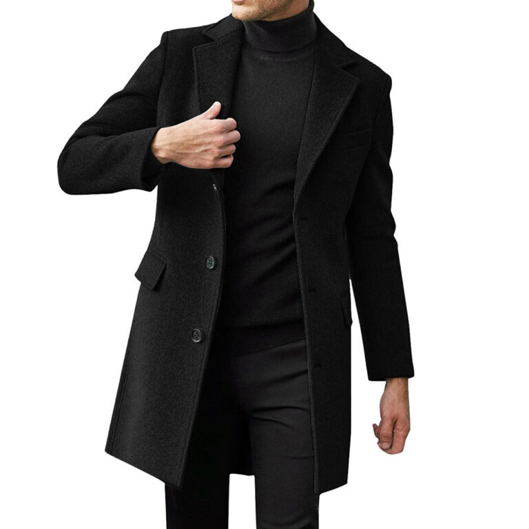 Casaco De Lã Masculino Sobretudo De Comprimento M