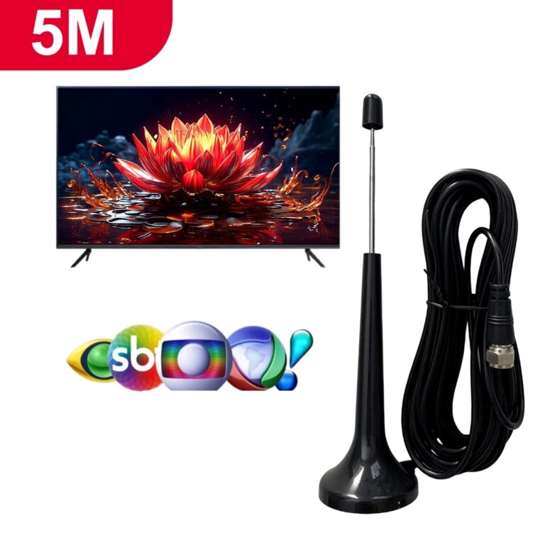 Antena Digital 5 metros interna Sinal TV HDTV Base