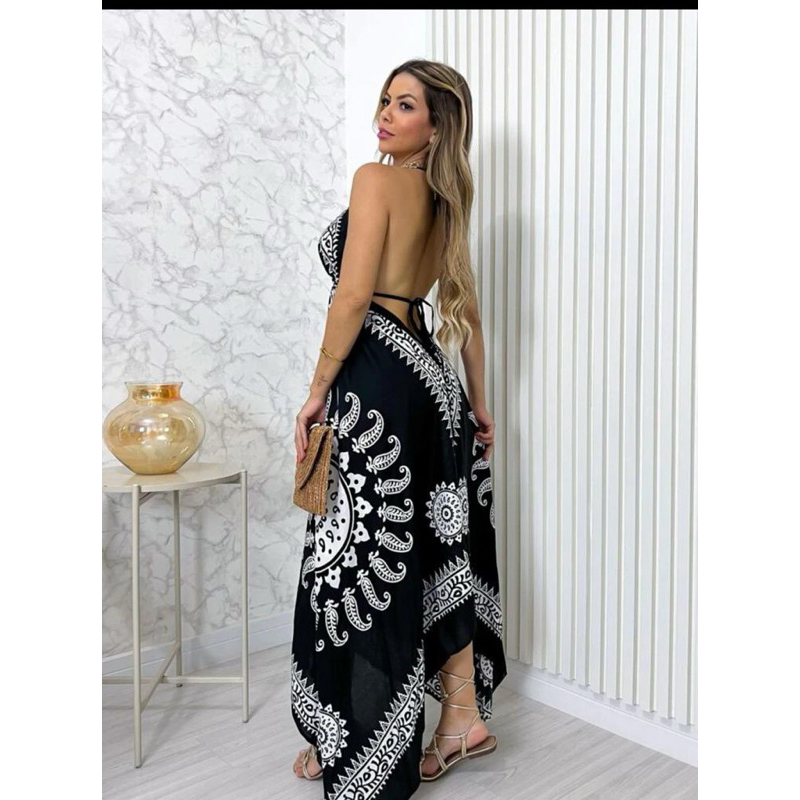 vestido lenço com bordado qualidade 100