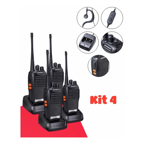 kit 4 rádios comunicador Alcance 12 Km 16 Canais 
