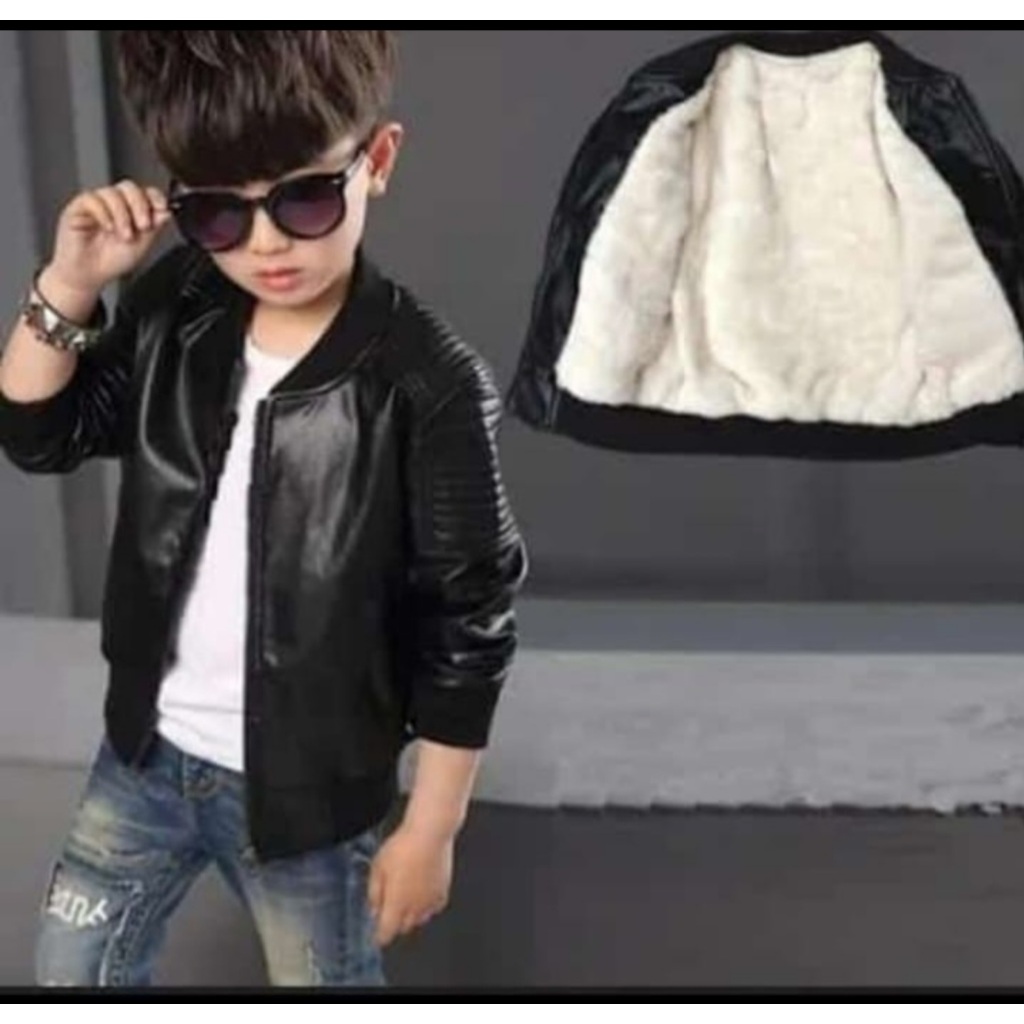 Jaqueta couro forrada infantil inverno 2024 TENDENCIA KIDS
