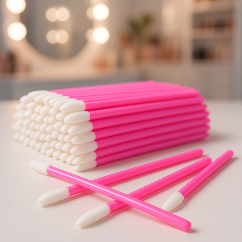 Kit 300 Pincel Descartável Aplicador de Gloss e Batom Extensão e Limpeza de Cilios