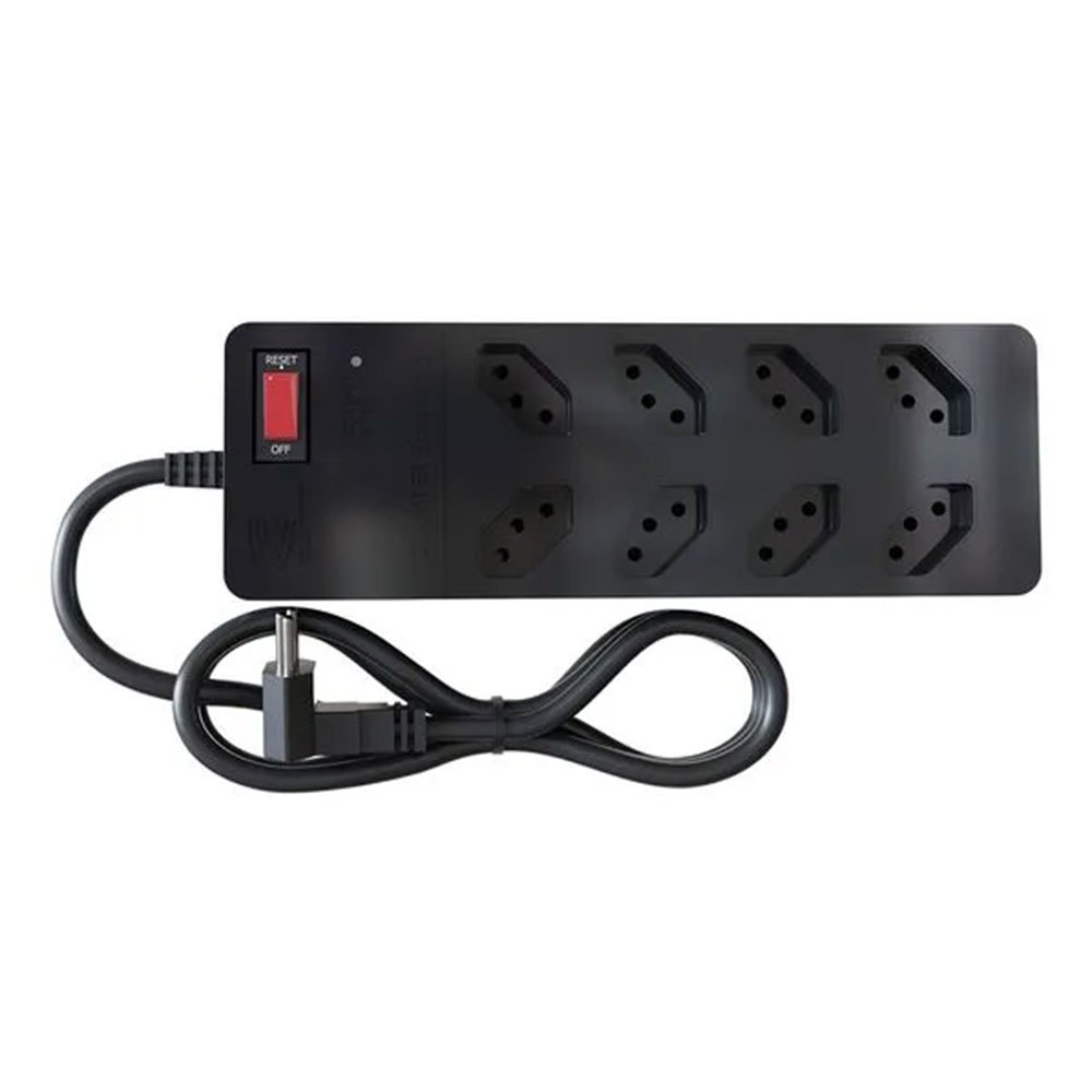 FILTRO DE LINHA + DPS ICLAMPER 8 TOMADAS LCF PRETO