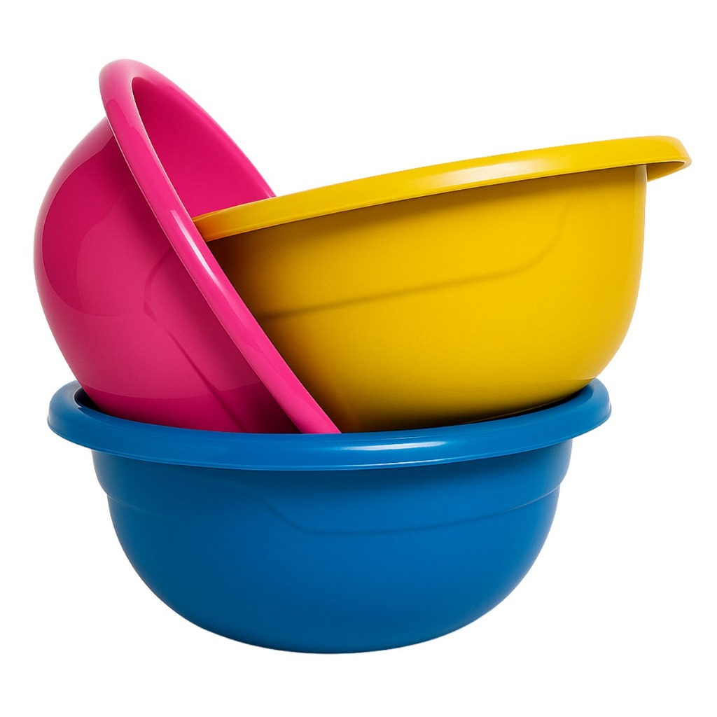 Bacia Saladeira 6L Plástico Reforçado Multiuso | Bowl Grande Massa Salada Kit 1/2/3/4 ou 5 Unidades