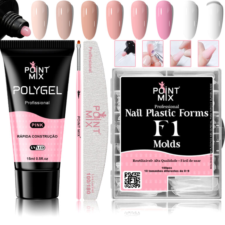 Kit Unhas Polygel Alongamento Poligel + Molde F1 +