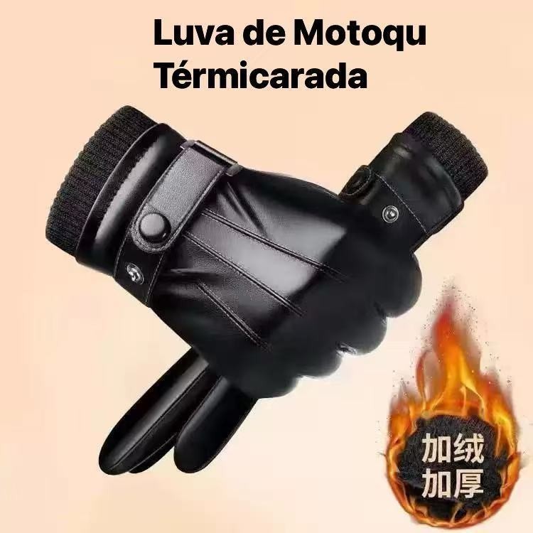 Luva de Couro Motoqueiro Térmica Forrada Touch Sc