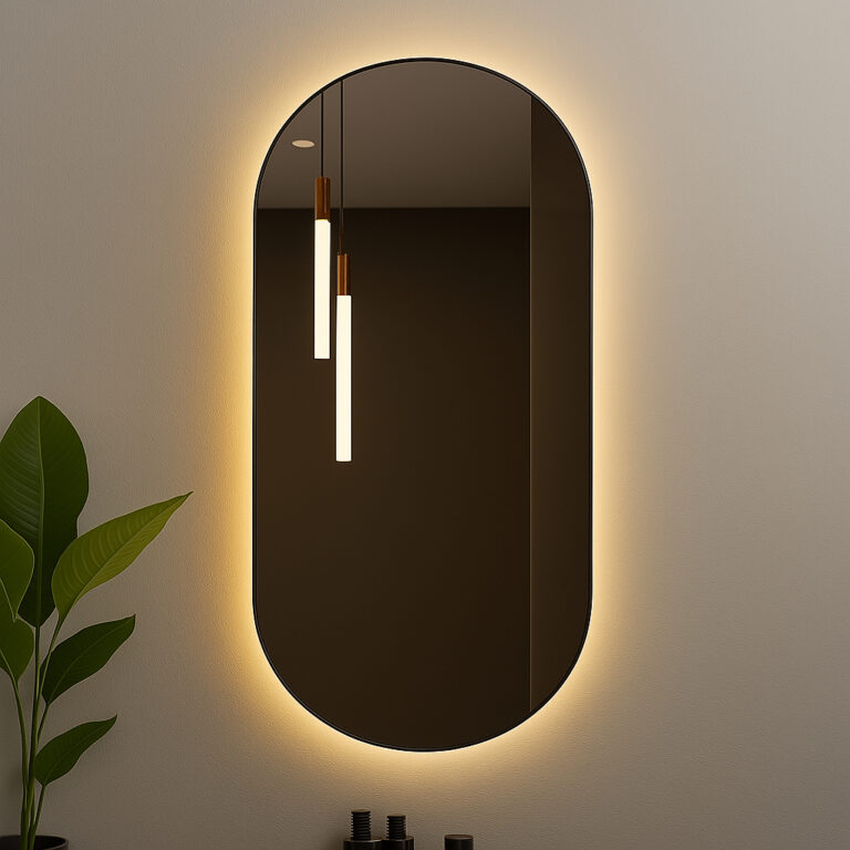 Espelho Oval Luz Led Com Fonte 110/220V Espelho Mo