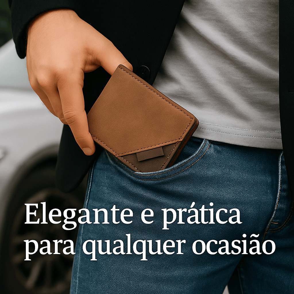 Carteira Masculina Slim Moderna Couro Ecológico Qualidade Premium