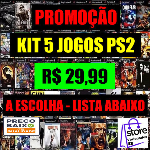 Kit C/ 3 – 5 – 10 – 15 Jogos PS2