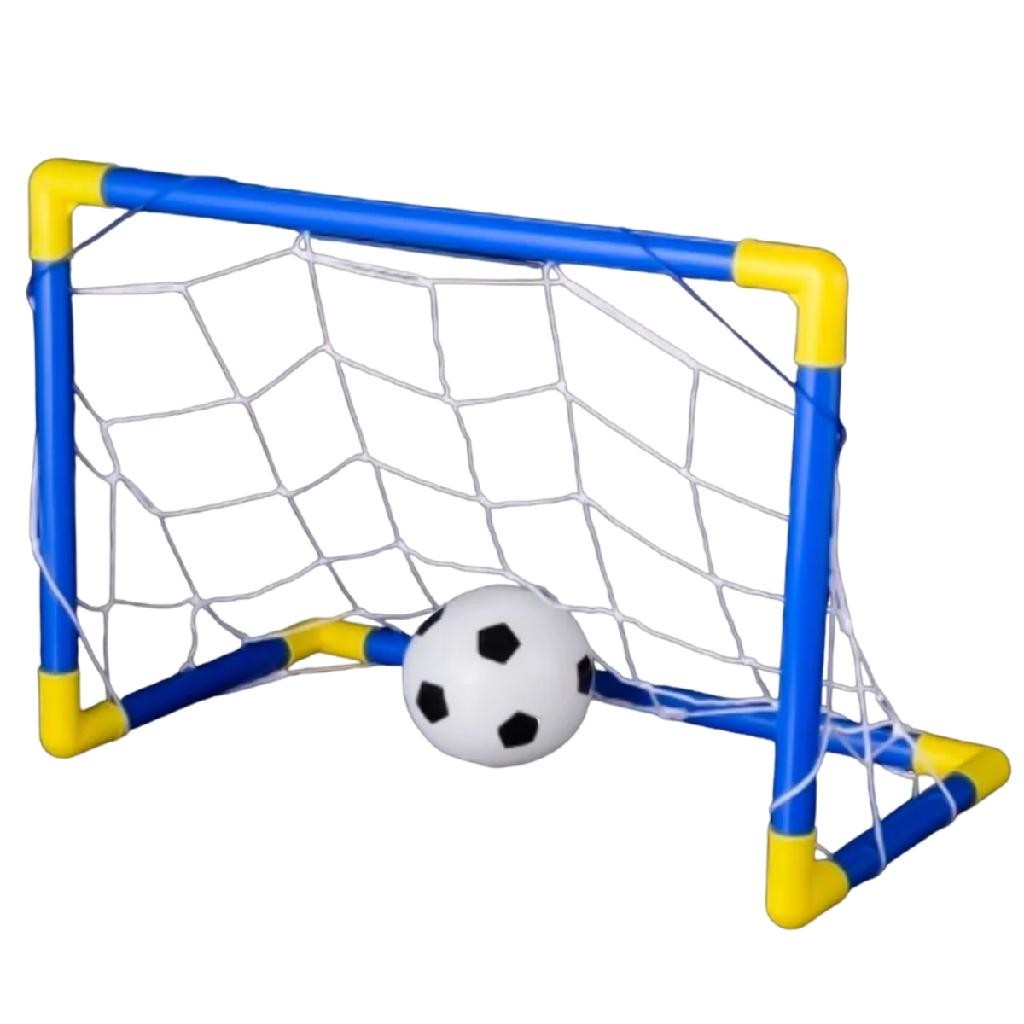 Kit Futebol Gol Rede E Bola Com Inflador Brinquedo Infantil 45cm