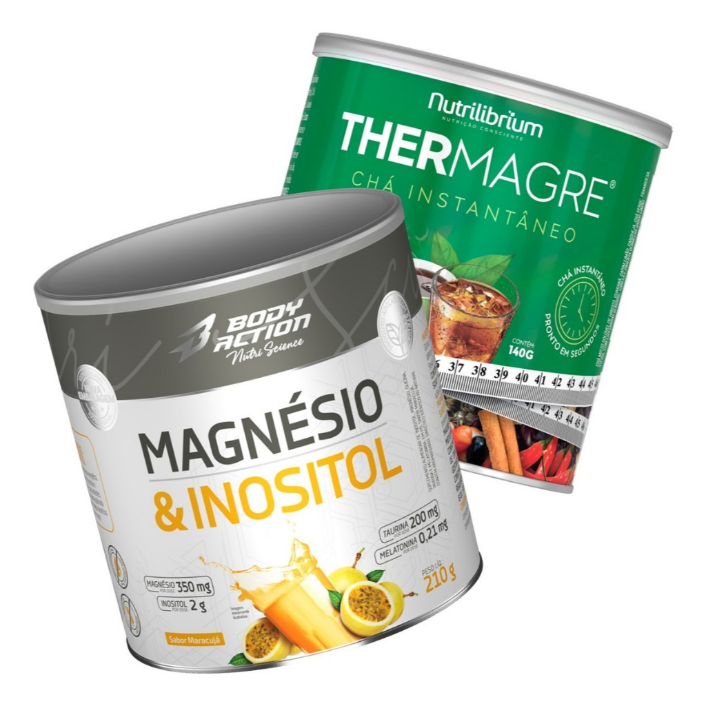 Magnésio e Inositol 210g + Chá Verde Thermagre 140g Solúvel Nutrilibrium