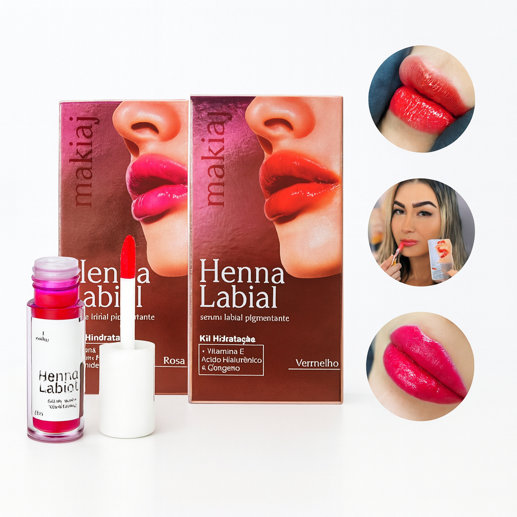 Henna Labial Makiaj Serum Labial Pigmentante Rosa Vermelho