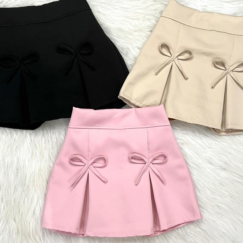Short Saia Infantil Alfaiataria Com Laçinhos Moda Infantil Para Meninas Elegantes