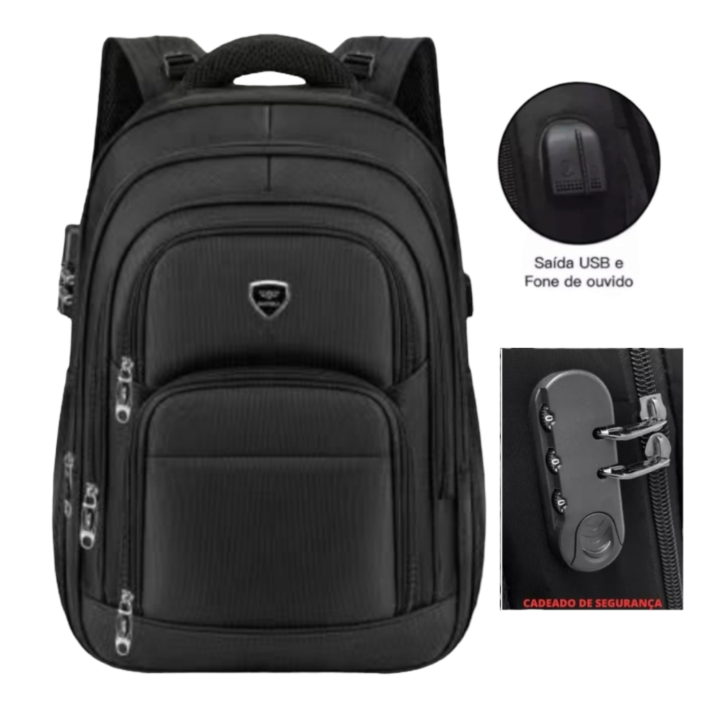 Mochila Masculina Grande Reforçada Notebook Impermeável 50 L
