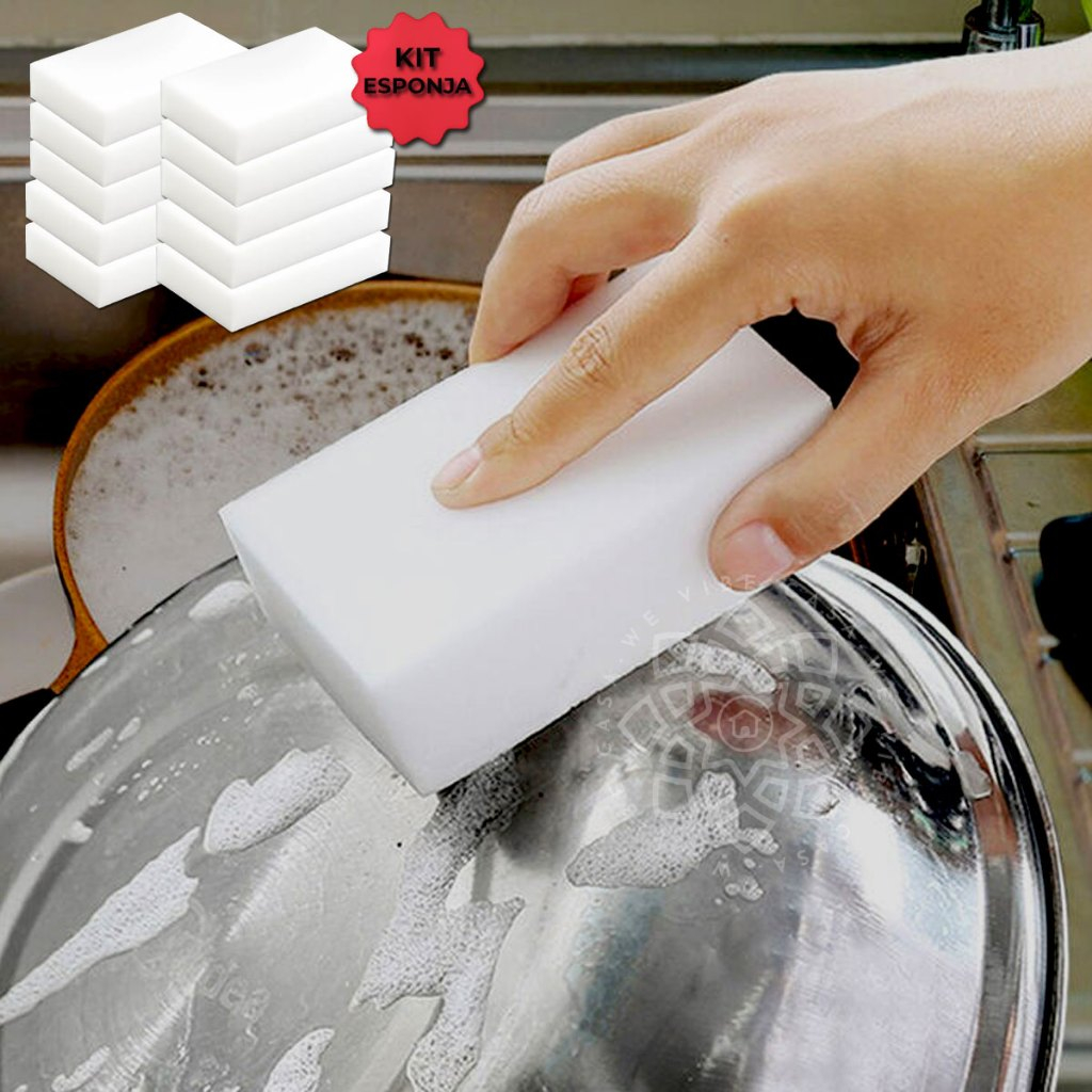 Kit 20 Esponja Mágica Branca Tira Manchas Max Clean