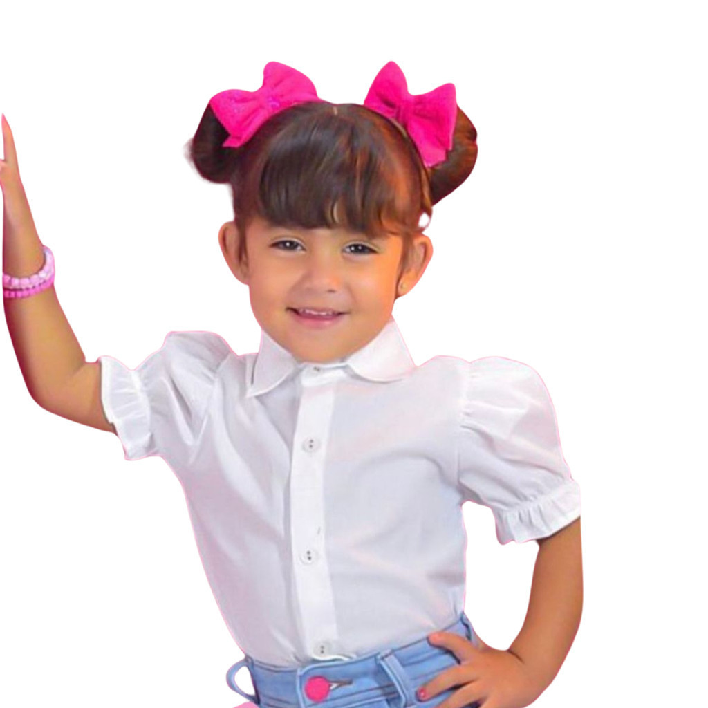 Camisa Social Infantil Meninas Mangas Bufantes Colegial Princesa-Blogueirinha-Maria Alice Virgínia