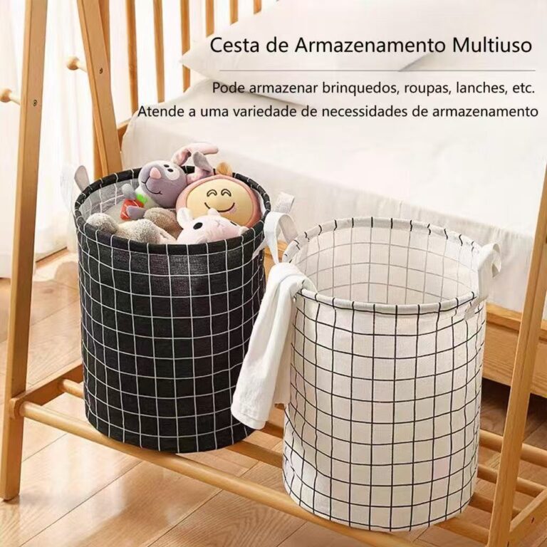 40L Redondo Cesto Organizador de roupas Brinquedos