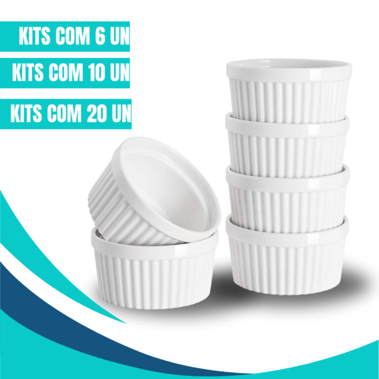 Kit 20-10-6 Unidades Ramequim Ramekins Branco Pequ