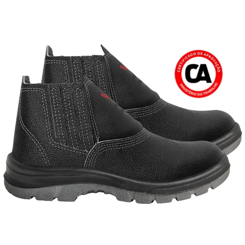 Bota Segurança Botina Premium Couro Reforçado Para Trabalho Com C.A Bico Pvc Epi
