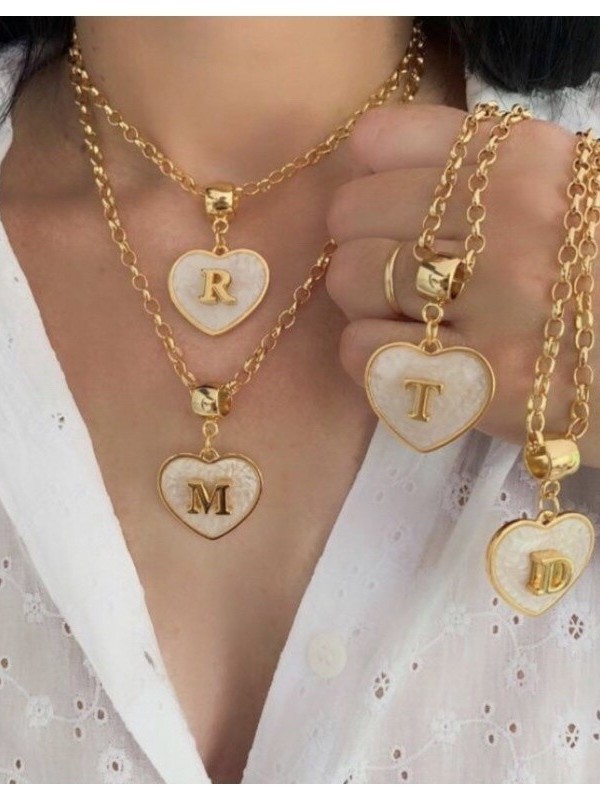 Feminino colares de ouro presente Colar Coração 