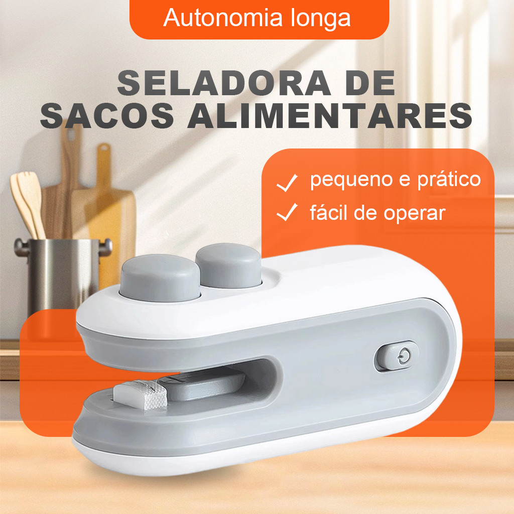 Mini Seladora Portátil Recarregável  Máquina de Selar Sacos Plásticos e Embalagens