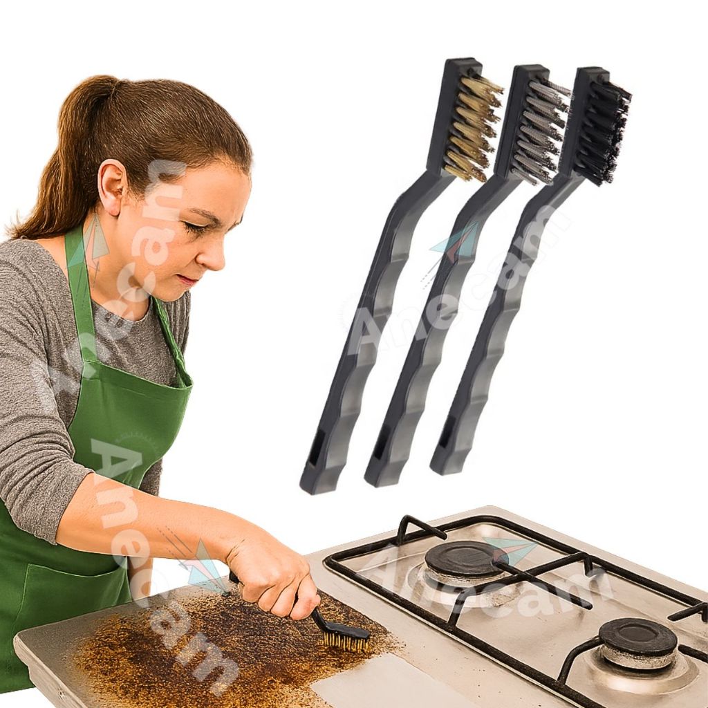 Kit 3 Super Escovas Para Limpeza em Aço Fio Cobre Nylon Super Resistente Casa Trabalho Multi Tarefas