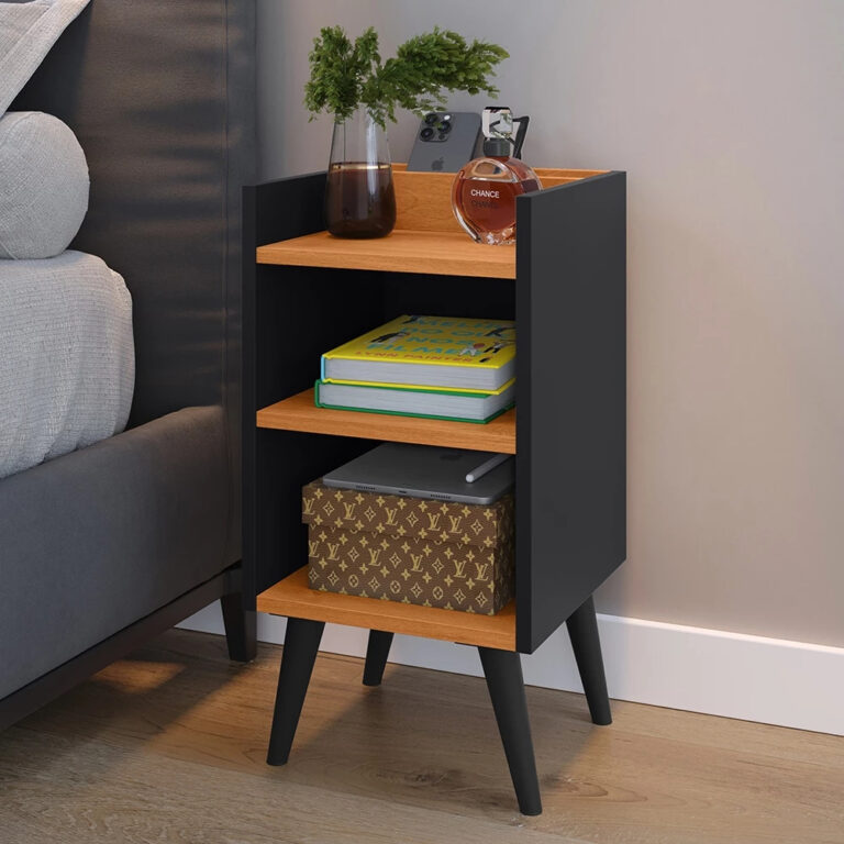 Mesa de Cabeceira Nicho Organizador, Pés Retrô e