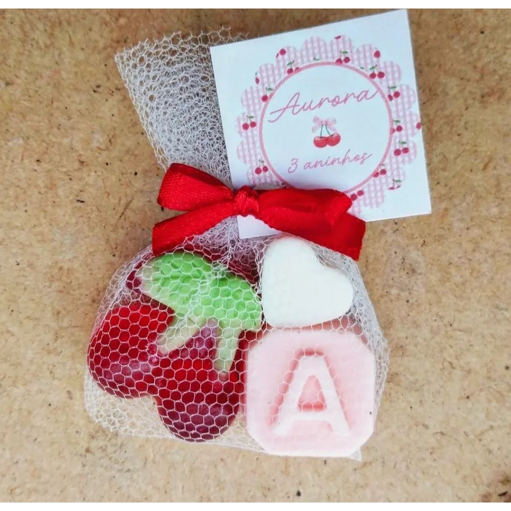 KIT10un de Lembrancinha CEREJA/CEREJINHA de sabonete  para bebê/cha de bebe/nascimento/aniversarios/