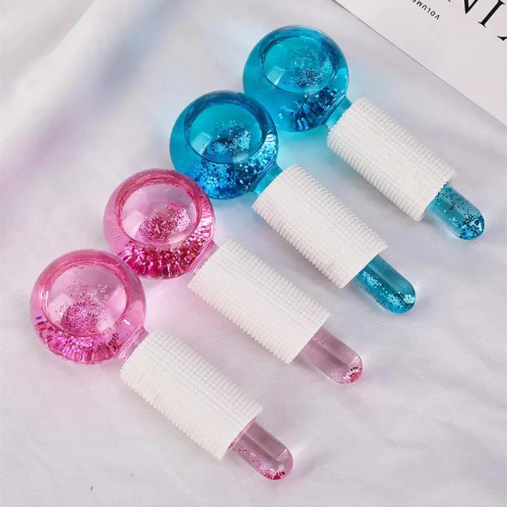 KIT 2 Globos Faciais P/ Massagem Esfera 2 Peças Cromoterapia Cristal Anti Aging Profissional Estetic