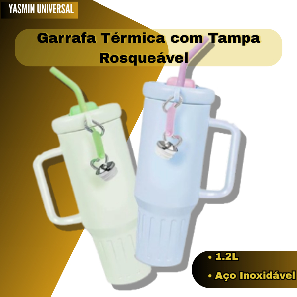 Copo/Garrafa Térmica com Tampa Rosqueável  Aço 