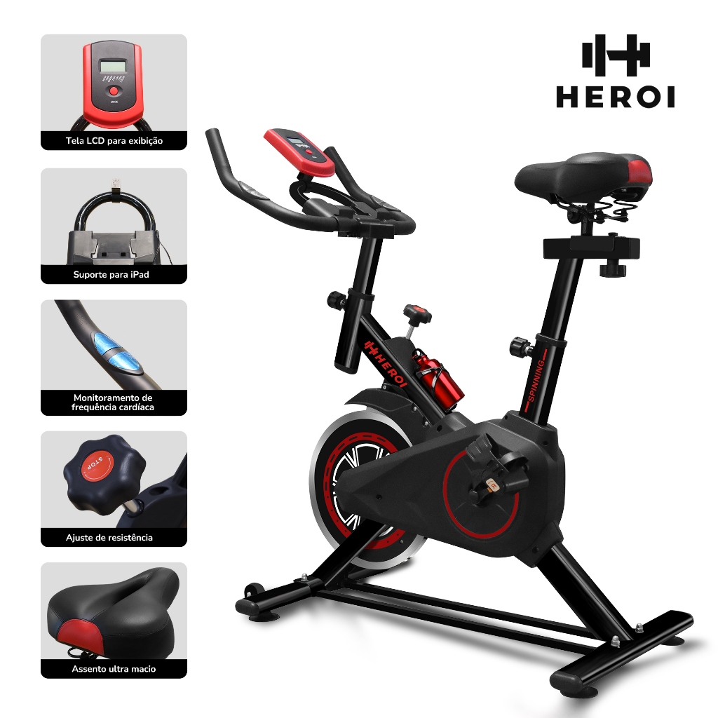 HEROI Bicicleta Ergométrica Para Exercícios Com Monitor Profissional, Até 120kg+Squeeze Garrafa