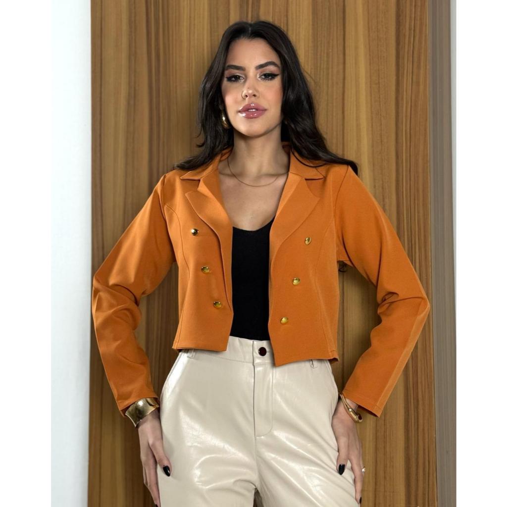 Blazer Feminino Casaquinho Alfaiataria Casaco Social Com Botão Super Lindo