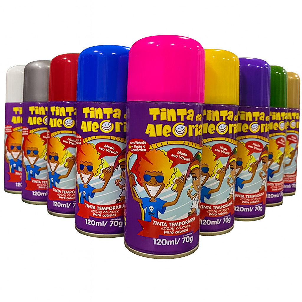 Tinta Spray para Cabelo Tinta da Alegria 150ml Coloração Temporária Infantil e Adulto Cabelo Maluco