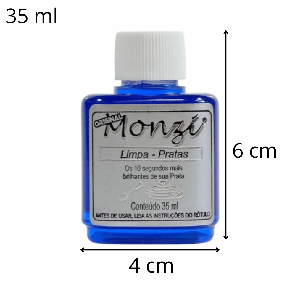 Limpa Pratas Monzi Original 35ml Líquido Para Prata 925