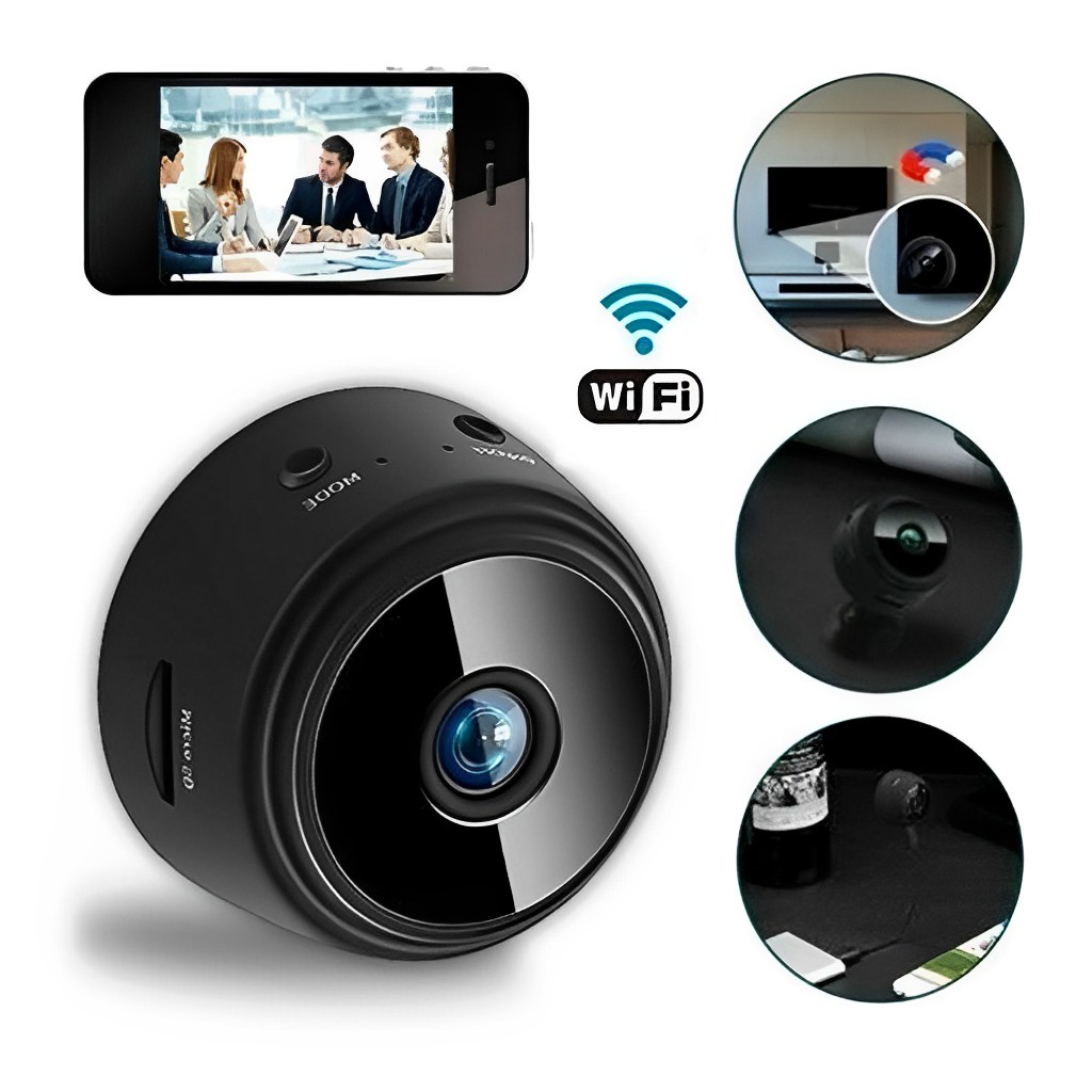 Câmera A9 Mini HD Sensor De Presença WI FI 110v Grava Em Cartão de Memória Com Suporte Para Encaixe