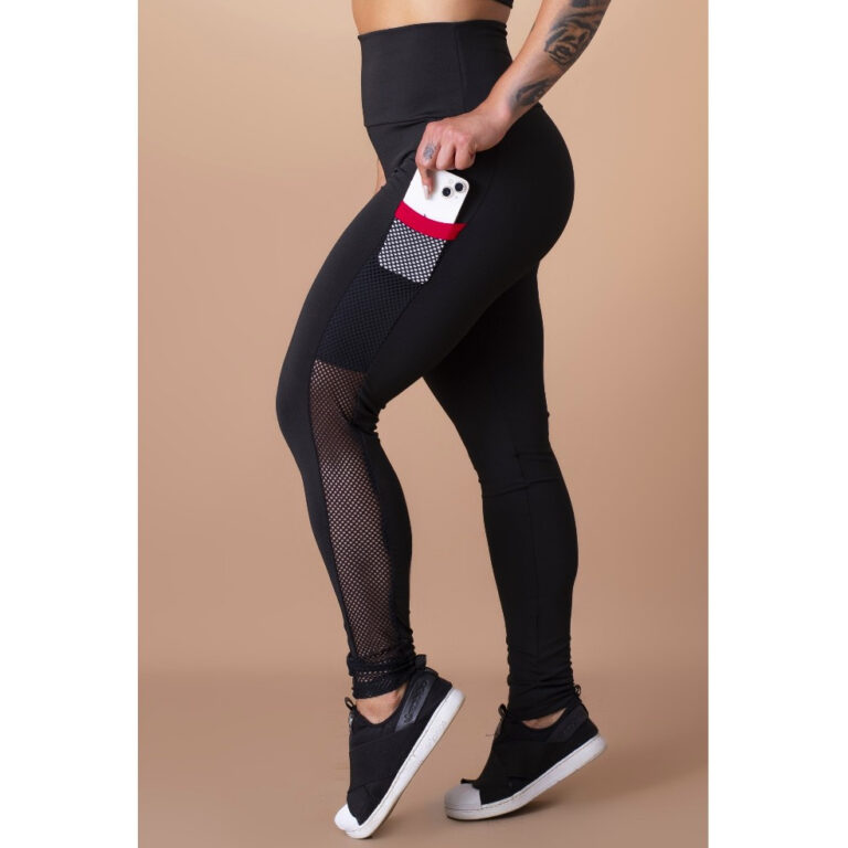 Calça Feminina Legging Cintura Alta Com Bolso Tel