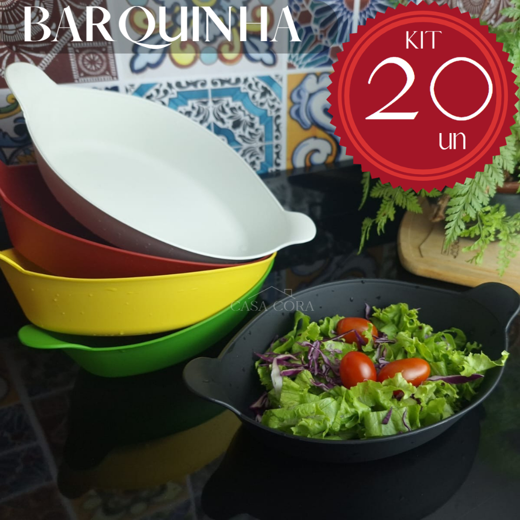 Kit 20 ou 10 Bowl Para Petiscos Barquinha Tigela Cumbuca Servir Salgadinhos Caldos Sopas Salada
