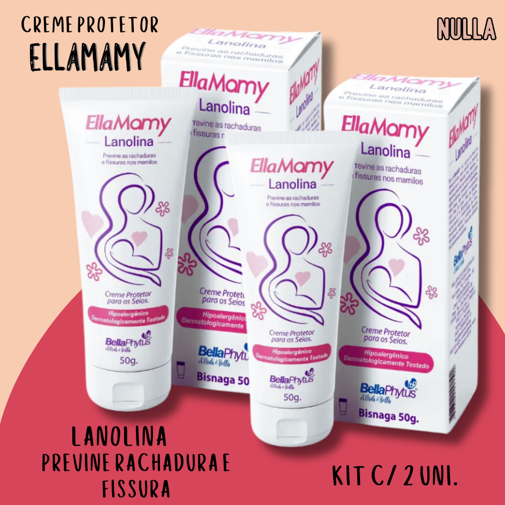 Kit 2 unid EllaMamy LANOLINA Creme protetor para os Seios 50g cada BellaPhytus