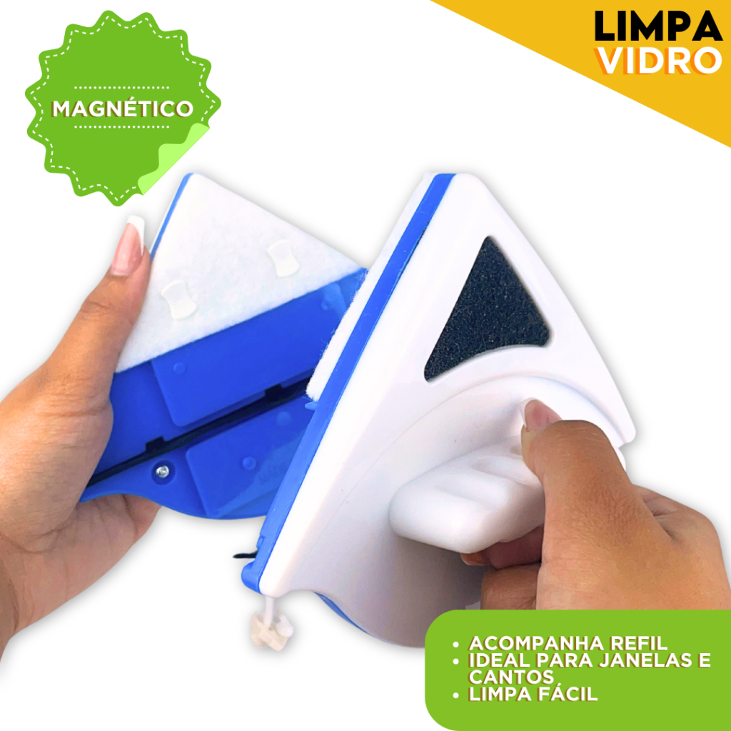 Limpa Vidro Magnético – Dupla Face C/ Super Imã Mágico – NL