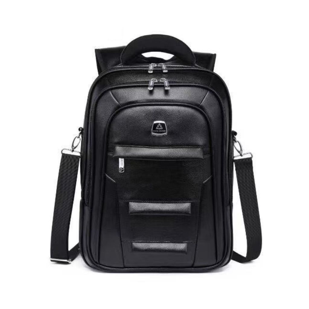 Bolsa Mochila de Couro Transversal Universitária Unissex Grande Reforçada Com alça transversal