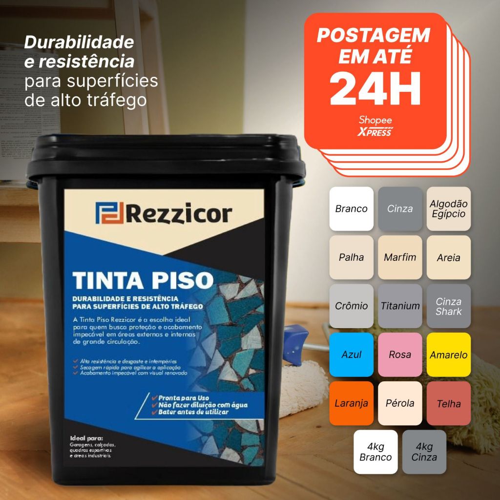 Tinta Piso Rezzicor 4kg/18kg Super Resistente sem cheiro Lavável Envio 24H