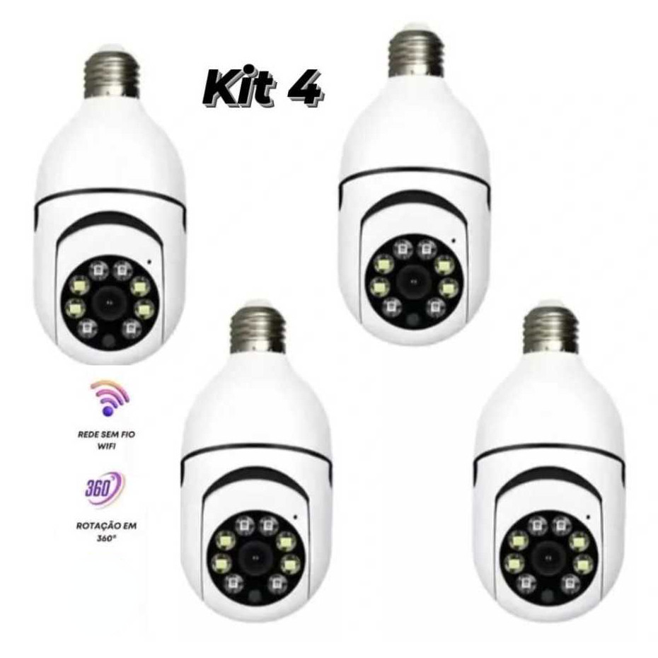 Kit 4 Câmera De Segurança À Prova Dágua Aplicação De Lâmpada Sem Fio Yousee Visão Noturna full HD