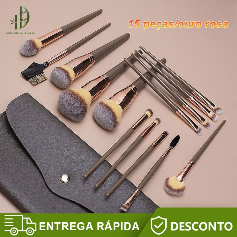15 Peças Conjunto De Pincéis Maquiagem Profissio