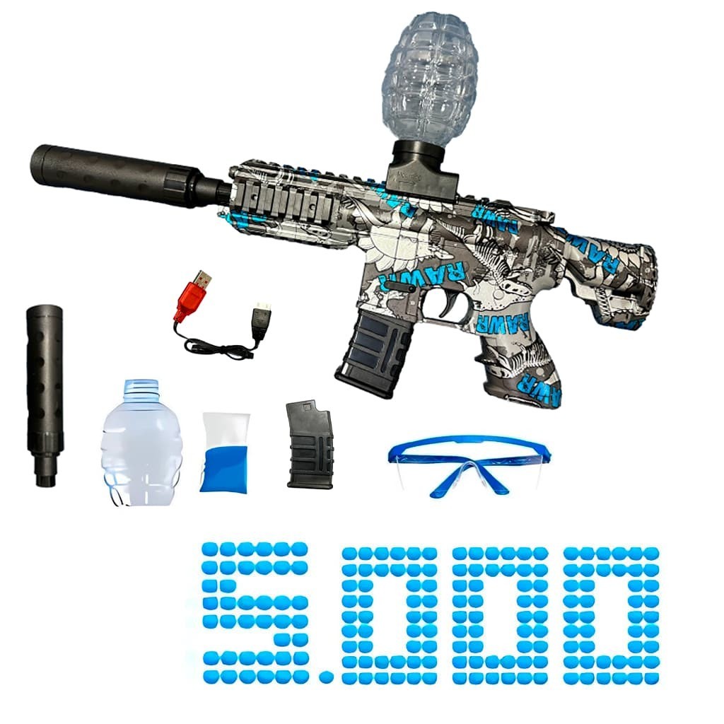 Arma de Gel Blaster Elétrica Automática M416 – Com Silenciador e 5000 Bolinhas