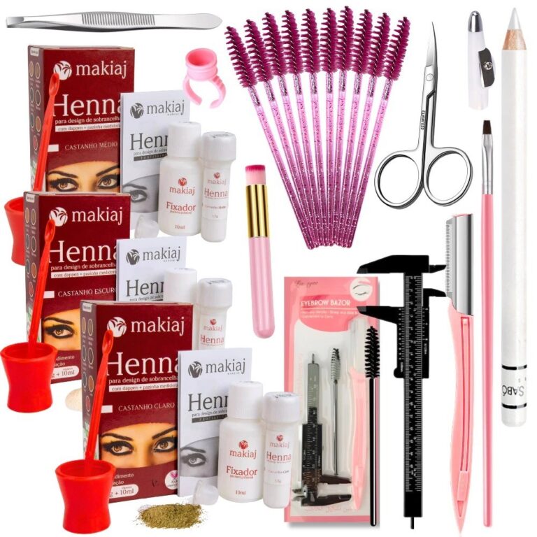 Kit Sobrancelha Design + 3 Henna Makiaj + Tesoura 
