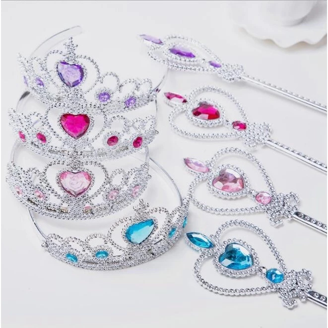 Kit Coroa E Varinha Magica Princesa Infantil Tiara