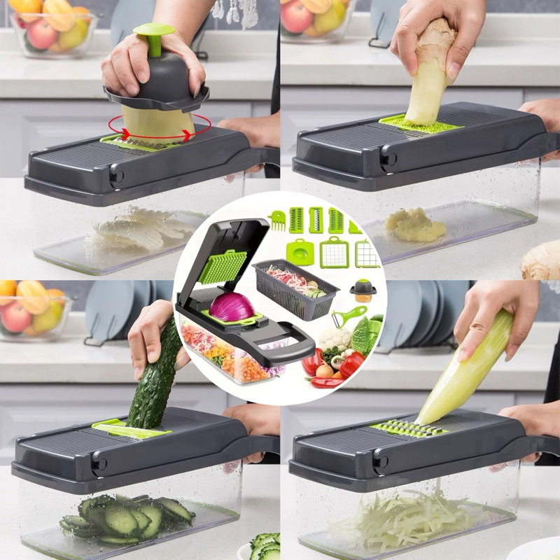 Fatiador Cortador Profissional 16 em 1: Corta, Rala e Pica em Segundos Inox Antiferrugem e Seguro