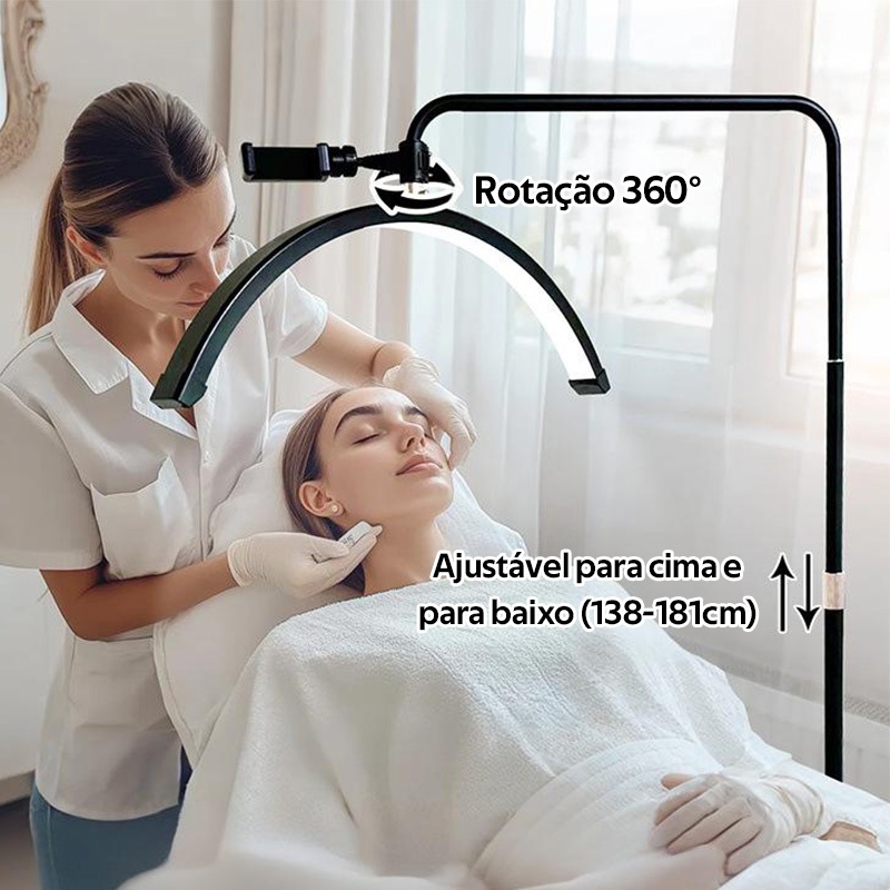 Luminária Arco para Estética 3 Cores – Iluminação Profissional para Limpeza de Pele, SPA e Salão-F16