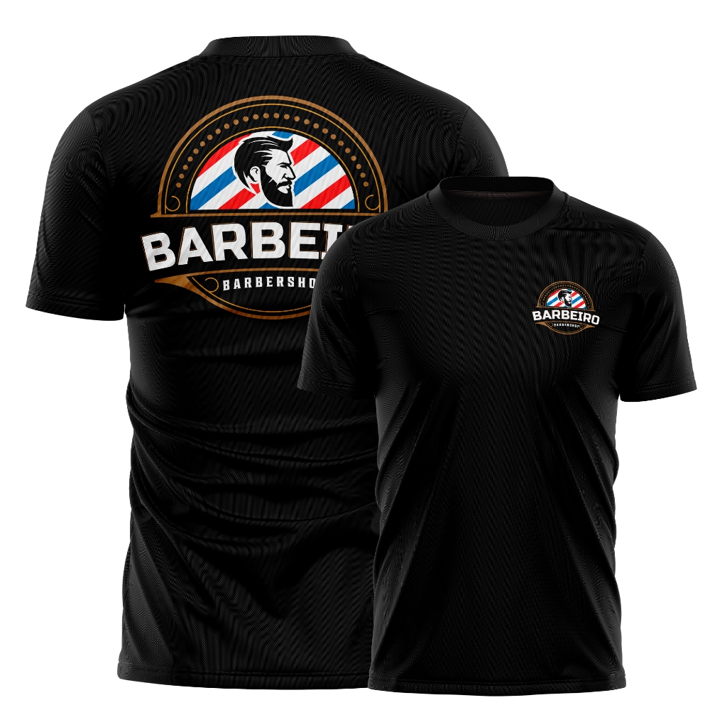 Camiseta Barbeiro Profissional Uniforme Barbearia Masculina Estilosa Trabalho Confortável Dry Fit